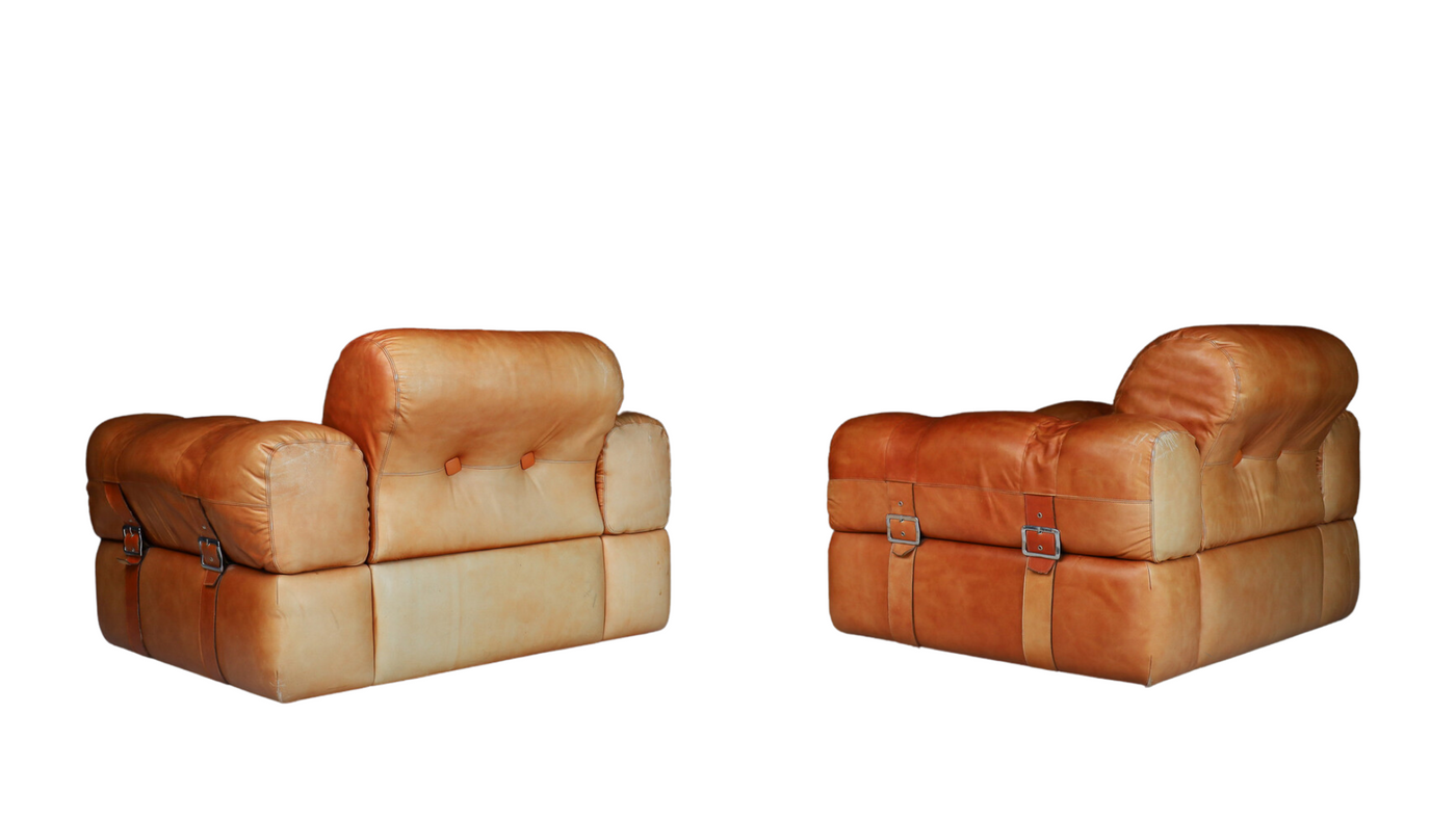 c1980 Italian oversized leather lounge chair