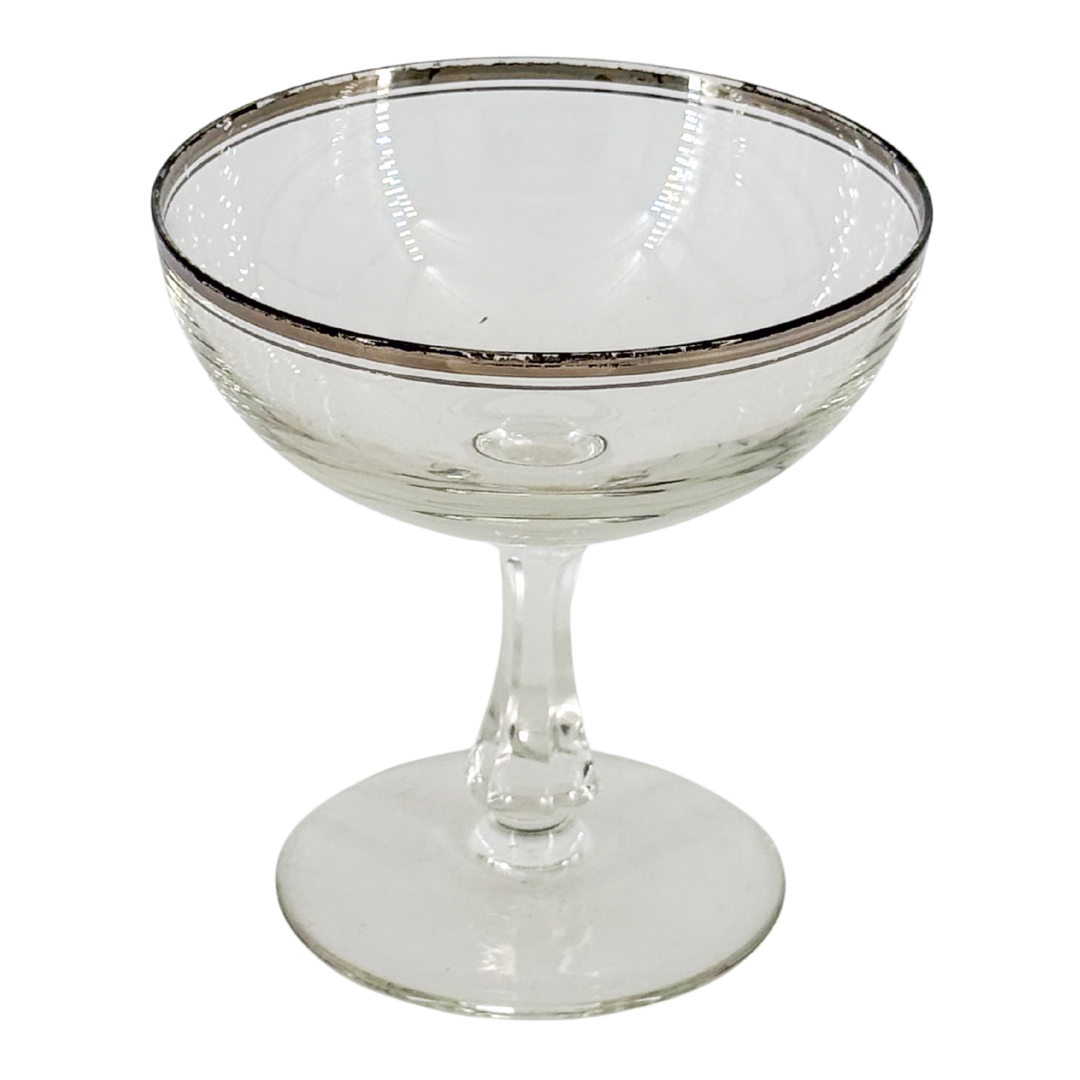 1950s American : set four silver-banded champagne coupe