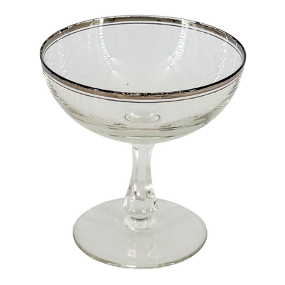1950s American : set four silver-banded champagne coupe