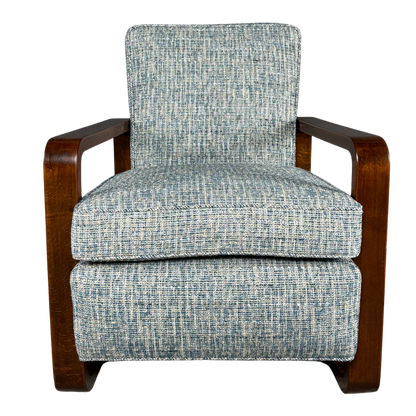 1930s Bauhaus : Czech figured walnut armchairs, w/Harris Tweed