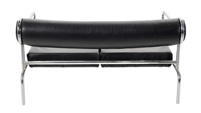 1980s Shiro Kuramata 2-seat black leather sofa, Italy