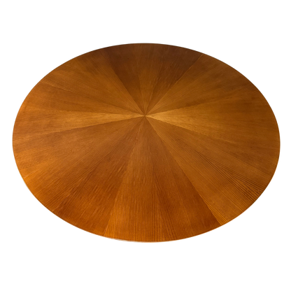 1950s Italian : sunburst top walnut and brass 45" center table