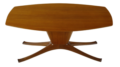 1950s Ico Parisi sapele mahogany table, conical cherry base