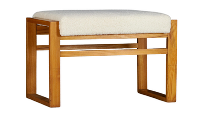 1970s Dutch oakwood & bouclé stools