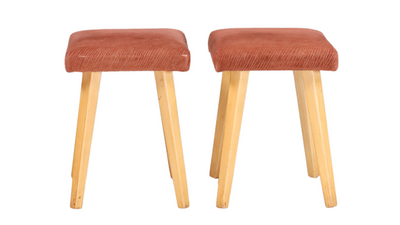 Pair of 1950s French upholstered birchwood stools