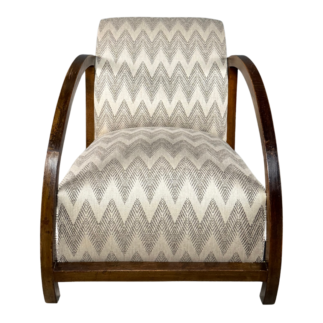 c1940 French : pair of continuous arched arm club chair