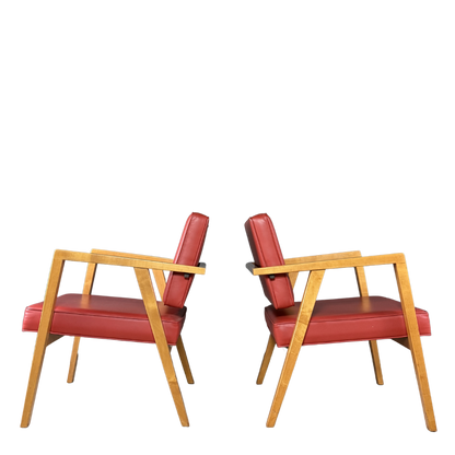 1950s Franco Albini : model 48 "Louisa" armchair in red leatherette