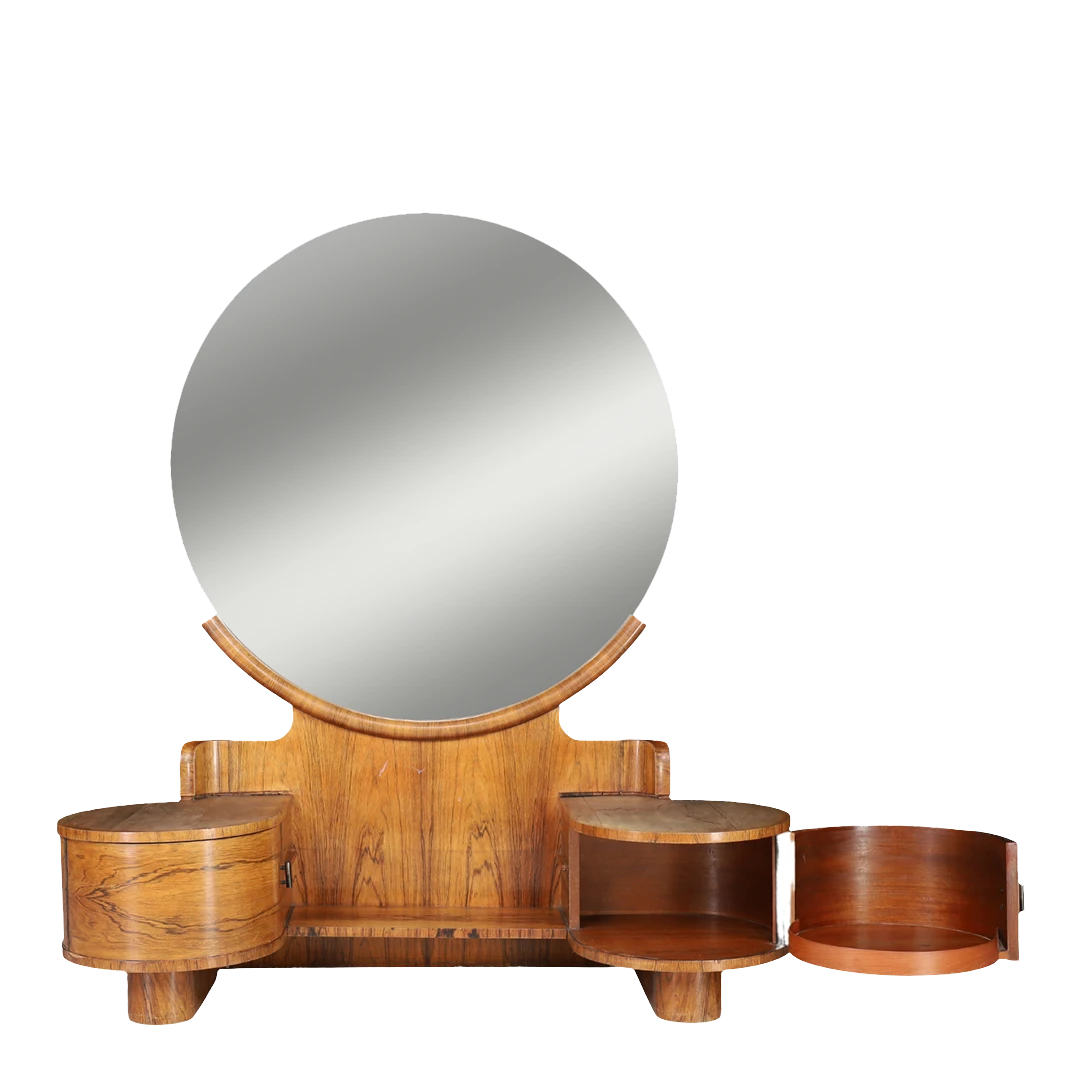 1930s Jindřich Halabala : Art Deco walnut dressing table & mirror