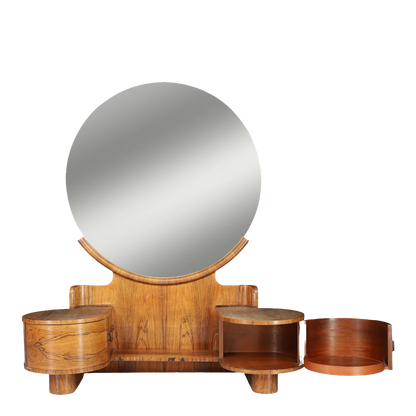 1930s Jindřich Halabala : Art Deco walnut dressing table & mirror