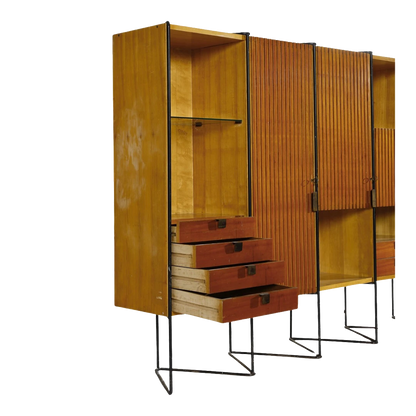 c1953 Taichiro Nakai : cherrywood & brass 8.5' cabinet, Italy