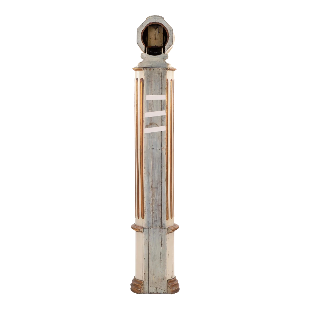 Late 19thc Danish : Doric columnar tall case partially gilt clock