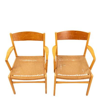 c1980 Danish : elmwood & corded rope armchair, Moreddi