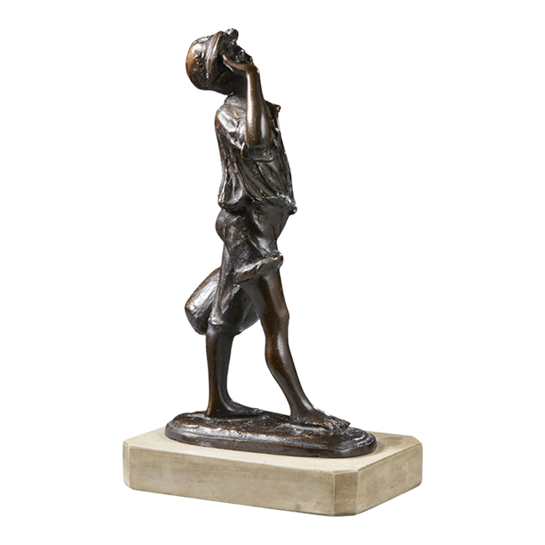 Early 1900s Mario Di Giacomo : bronze figure of a young boy