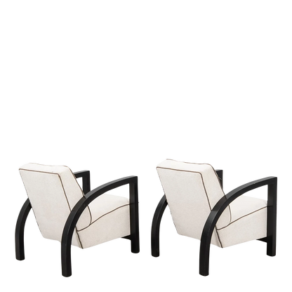 Pair 1930s : Art Deco black lacquered lounge chairs