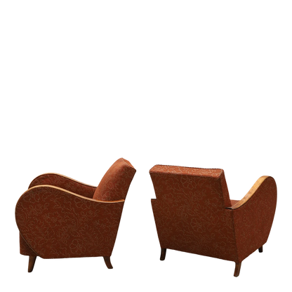 Pair 1930s Czech : Art Deco Upholstered Armchairs