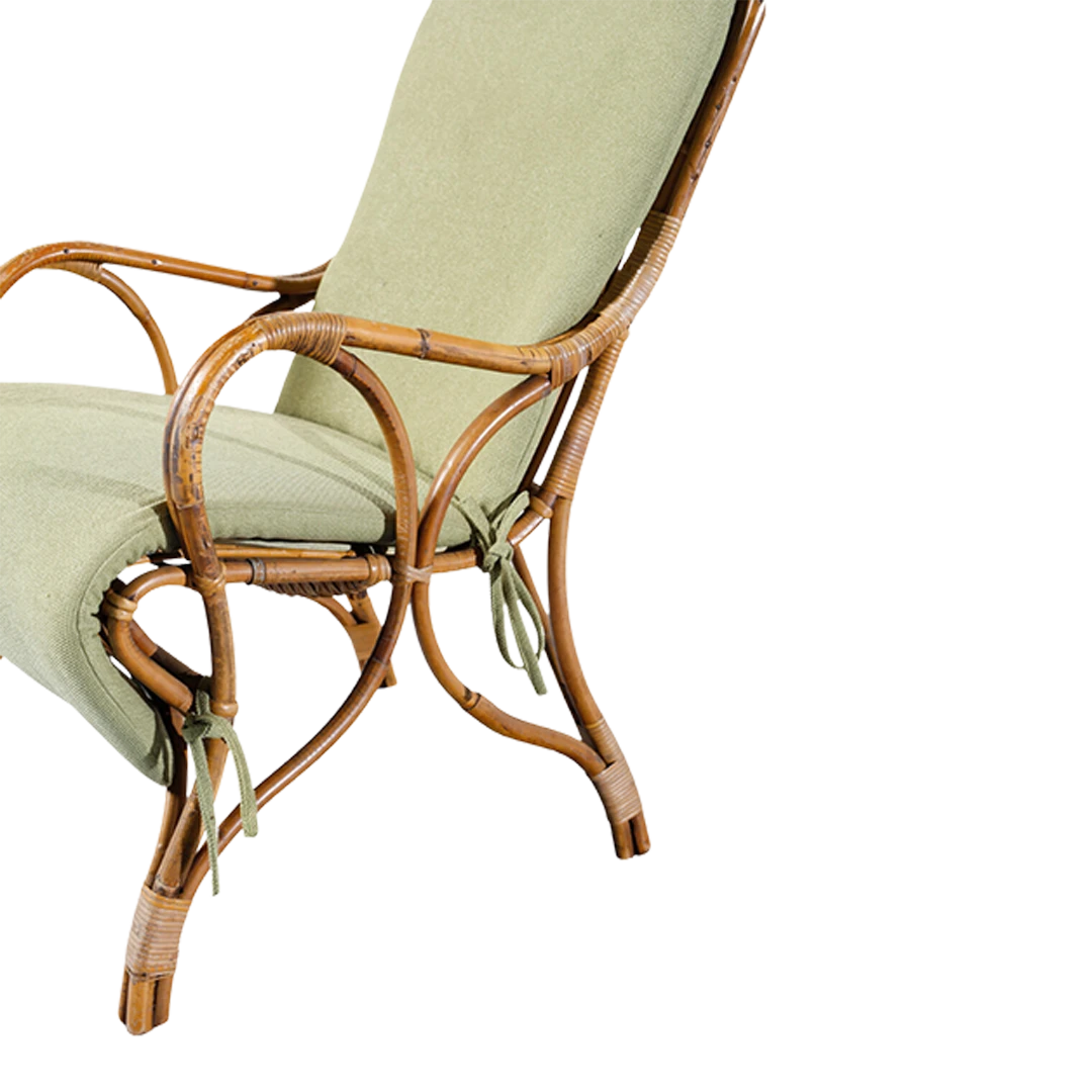 Pair 1960s Italian : tallback bamboo garden armchairs