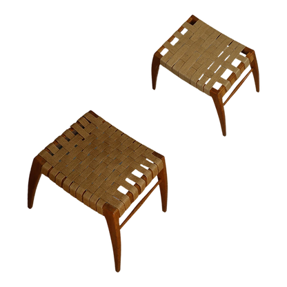 1950s Jan Vaněk : cotton strap stool for Krásná Jizba, Czech