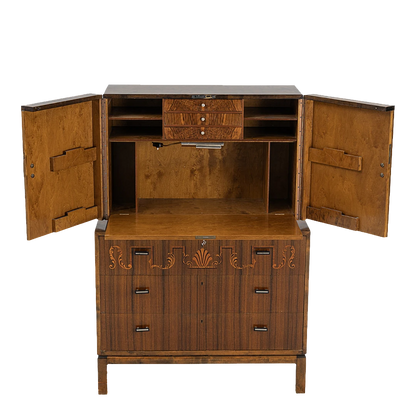 1930s Swedish Grace : rootwood inlay bar cabinet