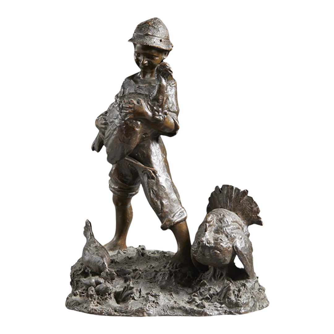 Giovanni De Martino, Italy : bronze young boy w/ chickens