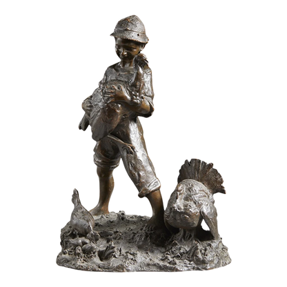 Giovanni De Martino, Italy : bronze young boy w/ chickens