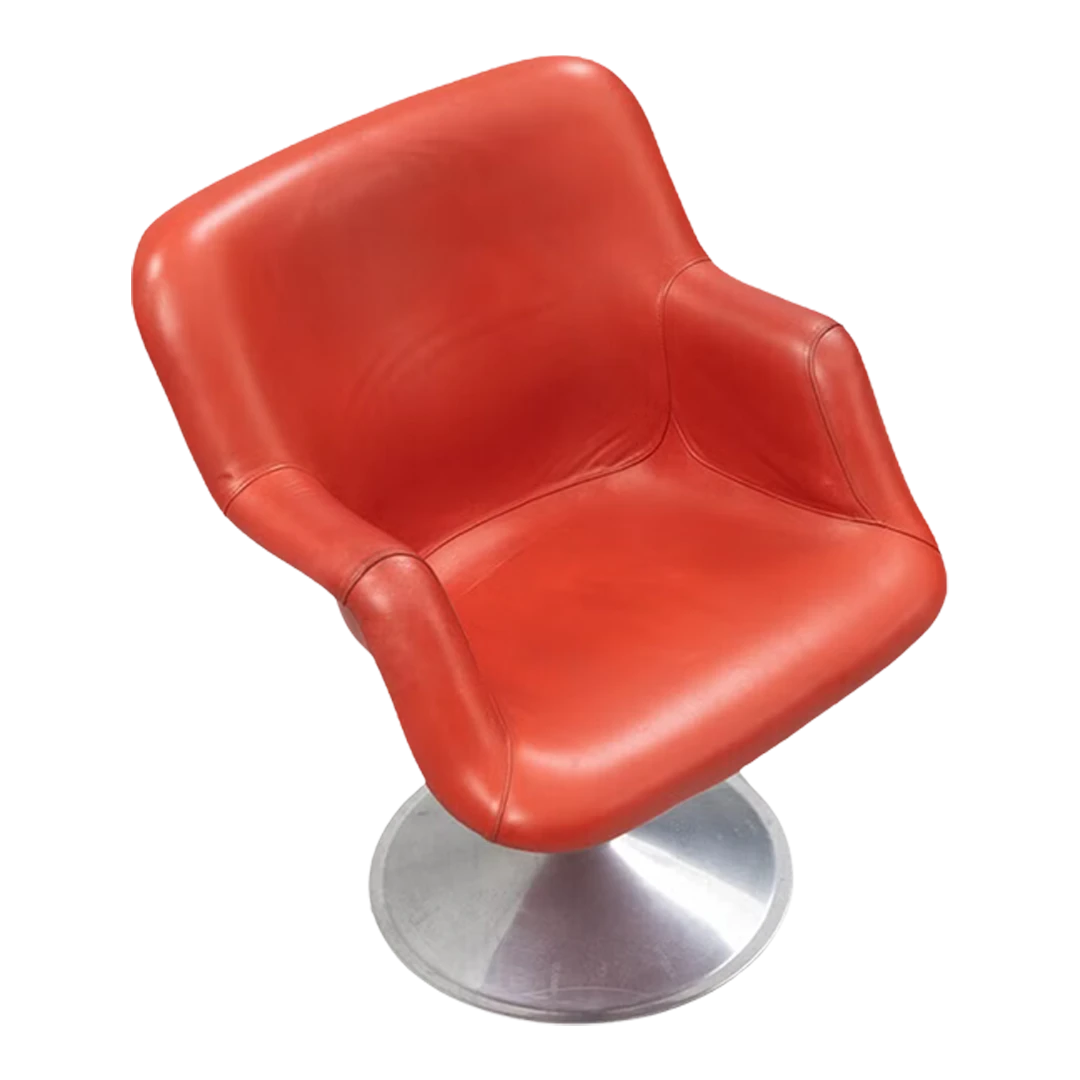 1960s Yrjö Kukkapuro : 'Junior' easy chair in red leather, Finland