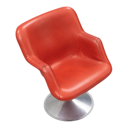 1960s Yrjö Kukkapuro : 'Junior' easy chair in red leather, Finland