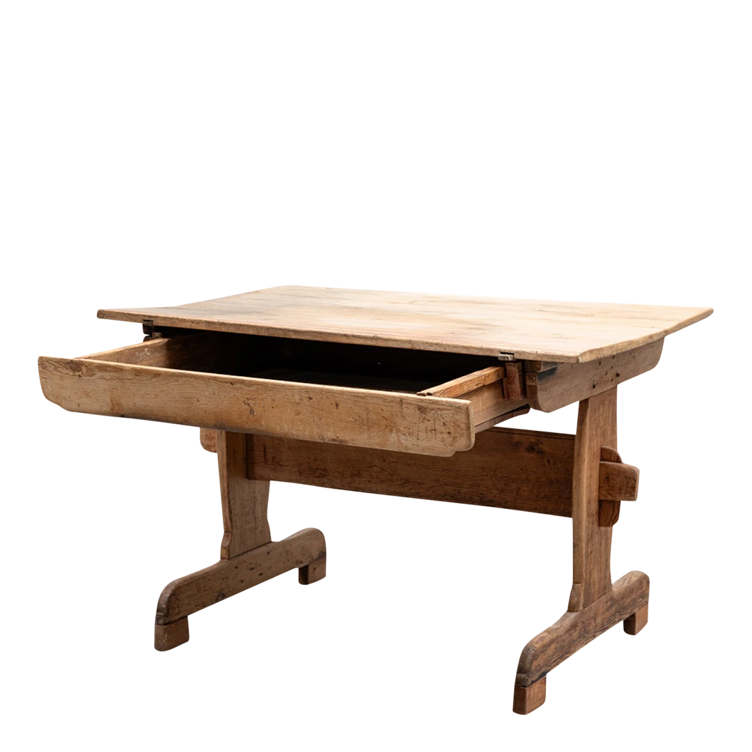 19th century Swedish : rural 44" pinewood trestle table