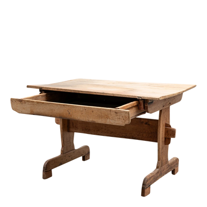 19th century Swedish : rural 44" pinewood trestle table