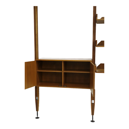 1950s Italian : teakwood 3-bay wall shelving unit