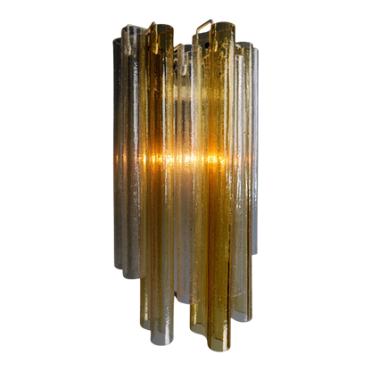 Pair 1950s Italian : 20" Venini Murano amber glass sconces