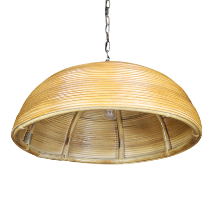 1970s Italian : bamboo & brass ceiling pendant light