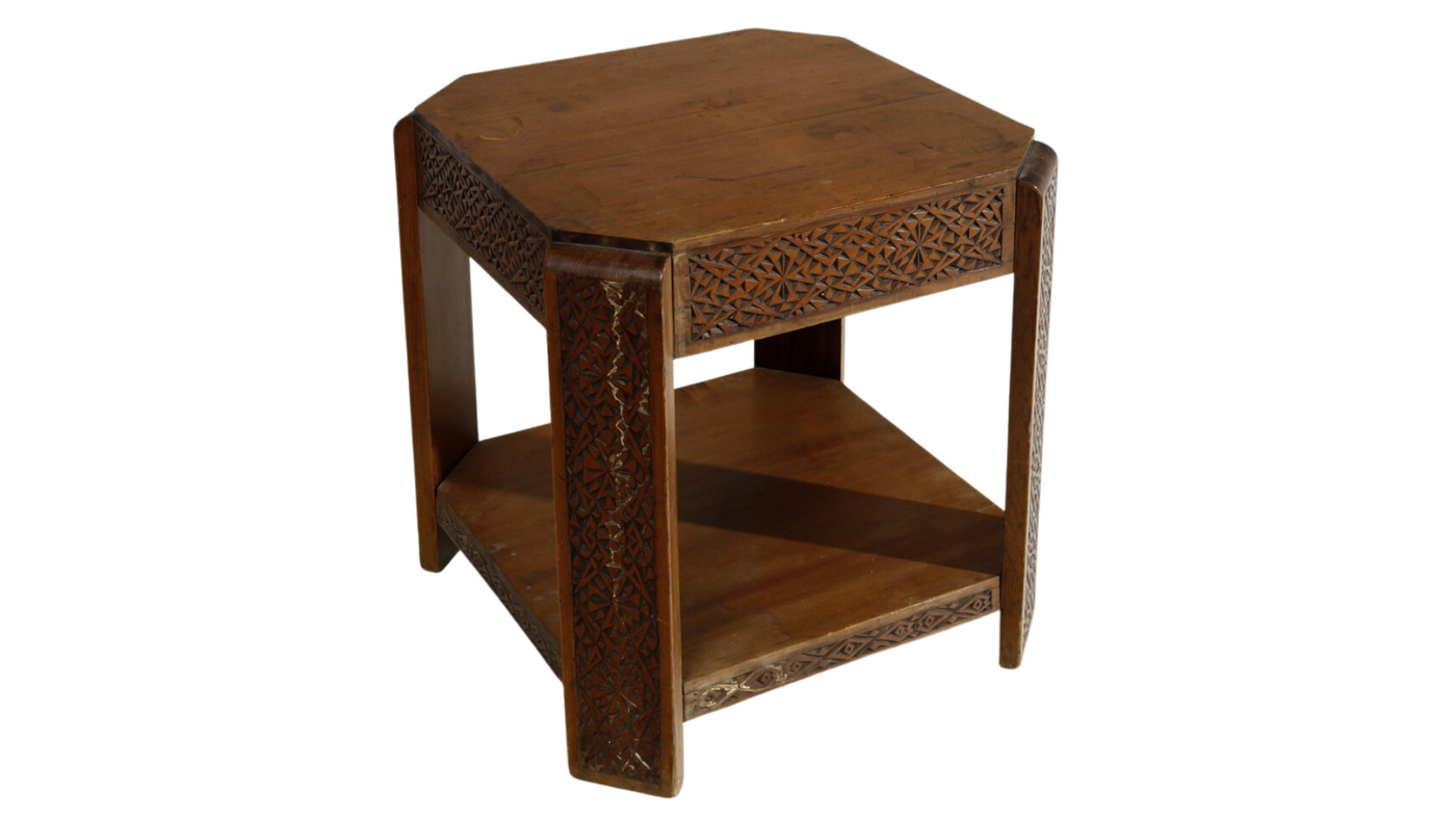 c1920 Melchiorre Melis carved larchwood set, Italy