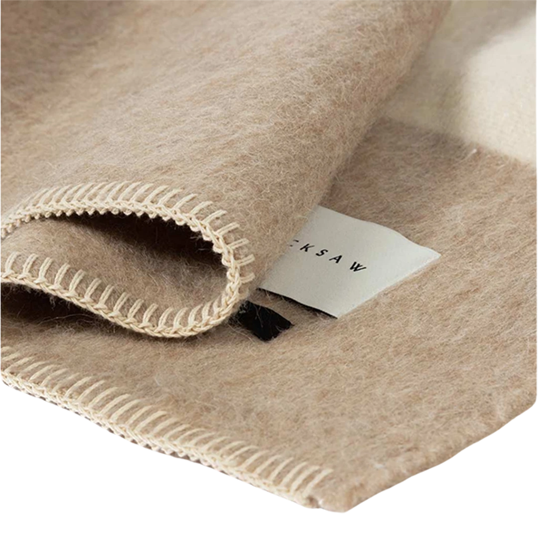 Blacksaw : The Siempre Blanket in Beige/Ivory Stripe