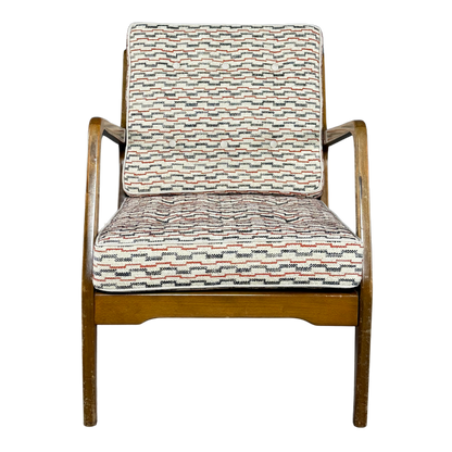 1950s Danish Design : solid beechwood armchair w/ new Schumacher fabric