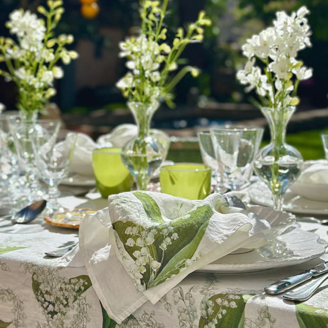 Summerill & Bishop : Lily of the Valley 'Muguet' Linen Napkin, Set of 4