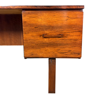 1960s Drylund : rosewood desk on runner legs, Denmark