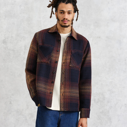 Wax London : Whiting Overshirt in Ombre Windowpane