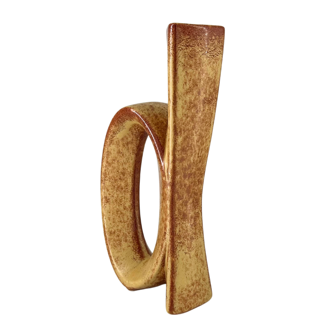 1970s Roberto Rigon : "letter D" vase, screziato tabacco glaze