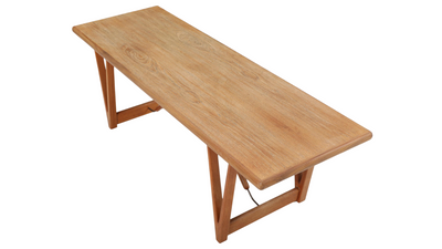 1960s Danish v-shape teak & brass coffee table