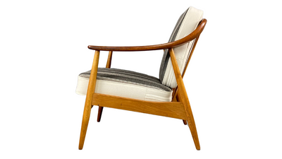 1950s Illum Wikkelsø striped armchair, Denmark