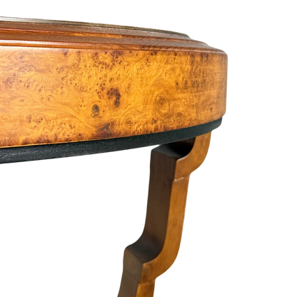 1930s European : round 38" Art Deco fruitwood coffee table