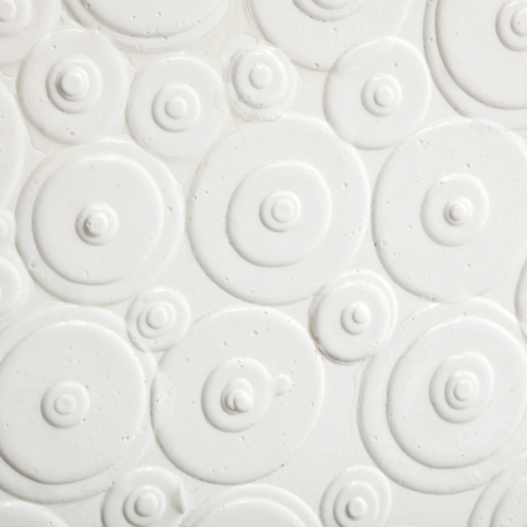 Jim Oliveira : White Colorpile Painting, Gloss & Ink on Belgian Linen, 2018