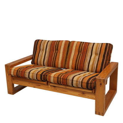 1970s Swedish : solid pinewood 2-seat sofa, style of Yngve Ekström