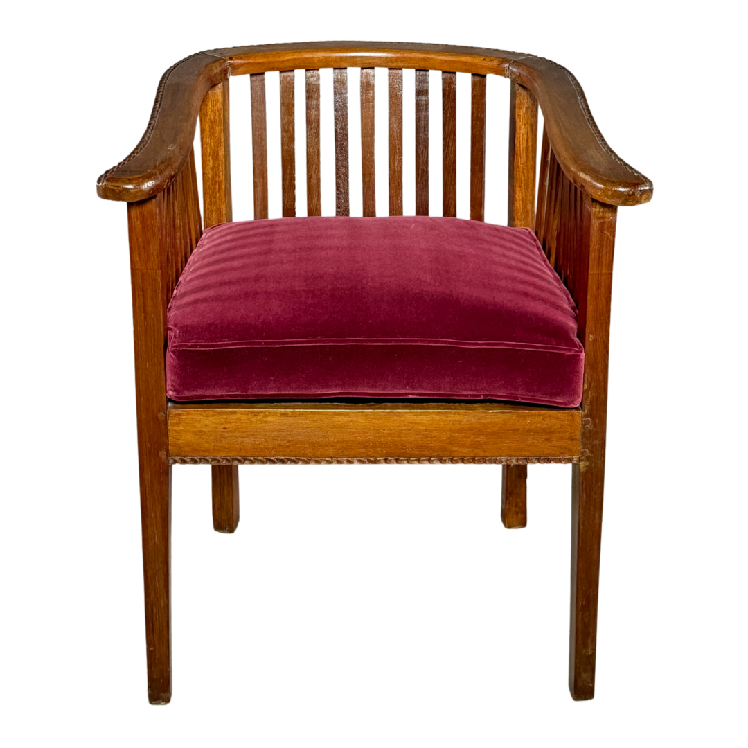 1930s Italian : pair Rationalist designed solid walnut spindle chairs