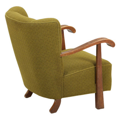 65 - 1940s Danish : Deco transitional sculpted upholstered armchair