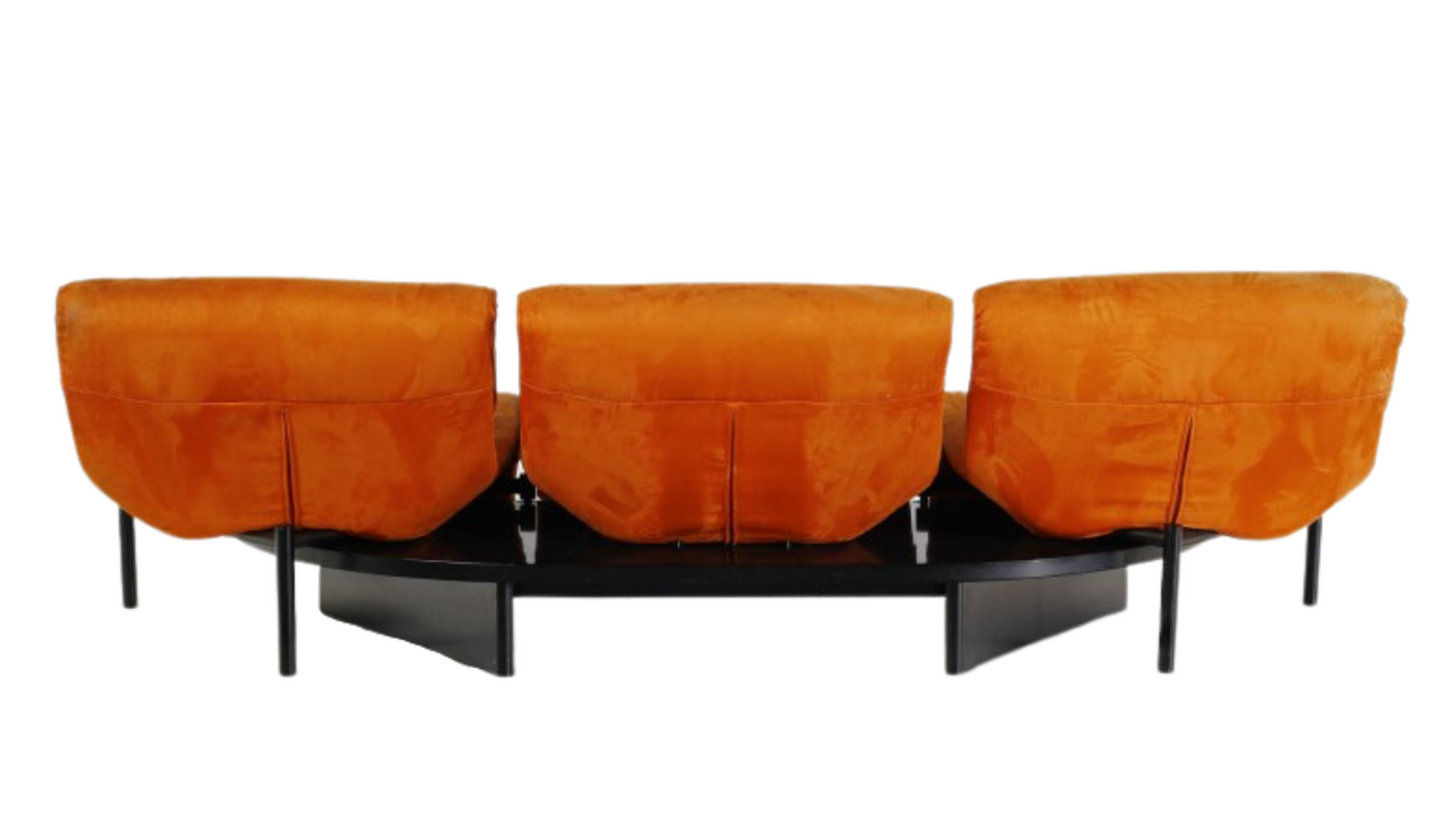 1980s Vico Magistretti 'Veranda' 3-seat suede sofa, Cassina
