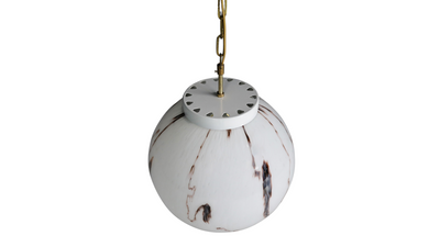 1950s Czech Opaline glass & brass pendant