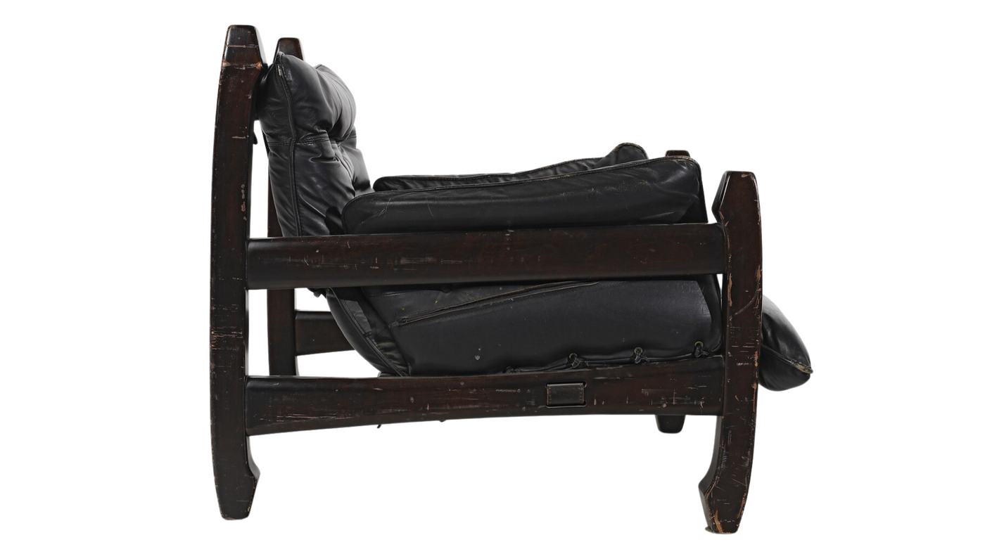 1970s Luciano Frigerio leather "Samurai" lounge chair