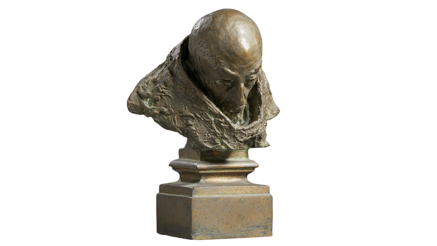 19thc Achille D'orsi bronze, head of an old man, Italy