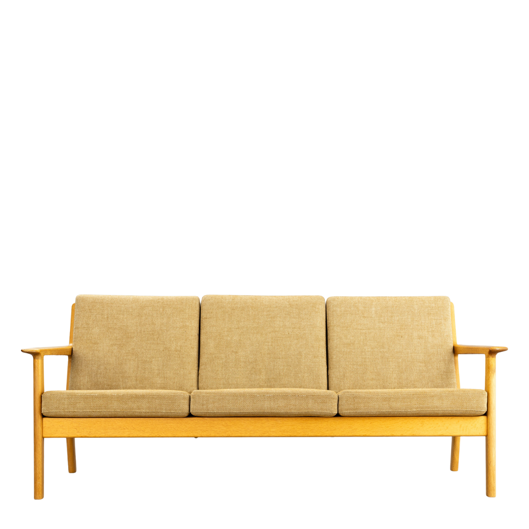1960s Hans Wegner style : 3-seat modernist oakwood sofa